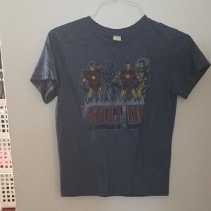 Blue Graphic T-Shirt with Superhero Design